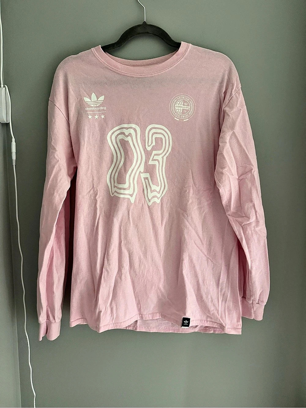 adidas Skateboarding Long Sleeve 03 Graphic Tee Pink Medium